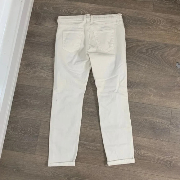 Revolve Current/Elliott Fling White Jeans Tattered Straight leg Boyfriend 26 - Picture 10 of 13